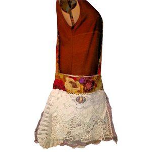 Hippie Shoulder Bag Crossbody Handbag Purse Vintage Cameo Crochet Doilies